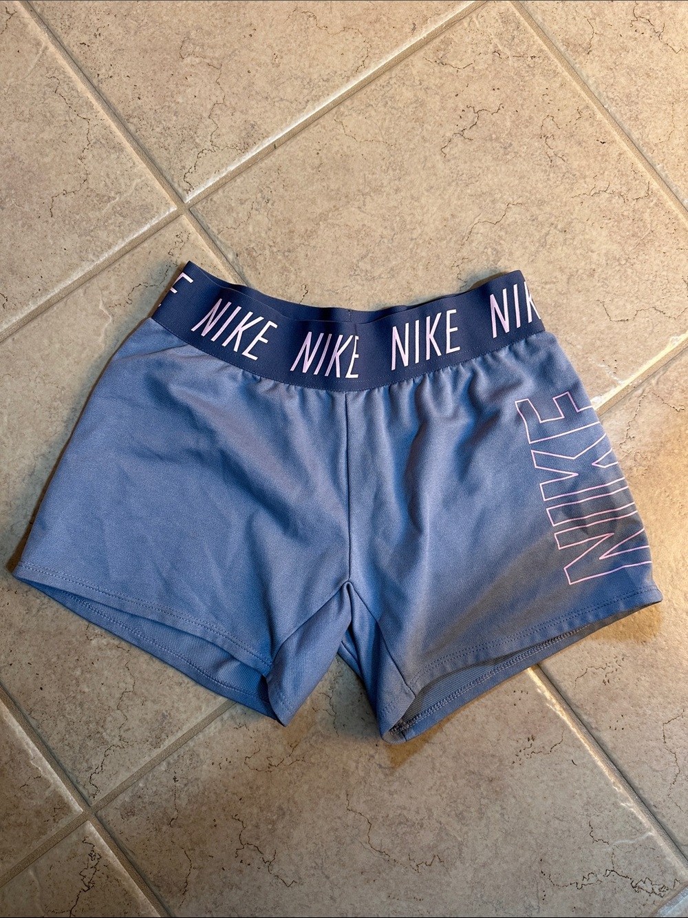Nike Light Blue Girls' Logo Elastic-Waist Athletic Shorts